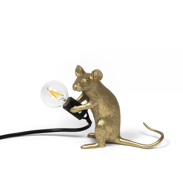 SELETTI Lámpara de Resina Ratón Sentado Mouse Lamp Oro