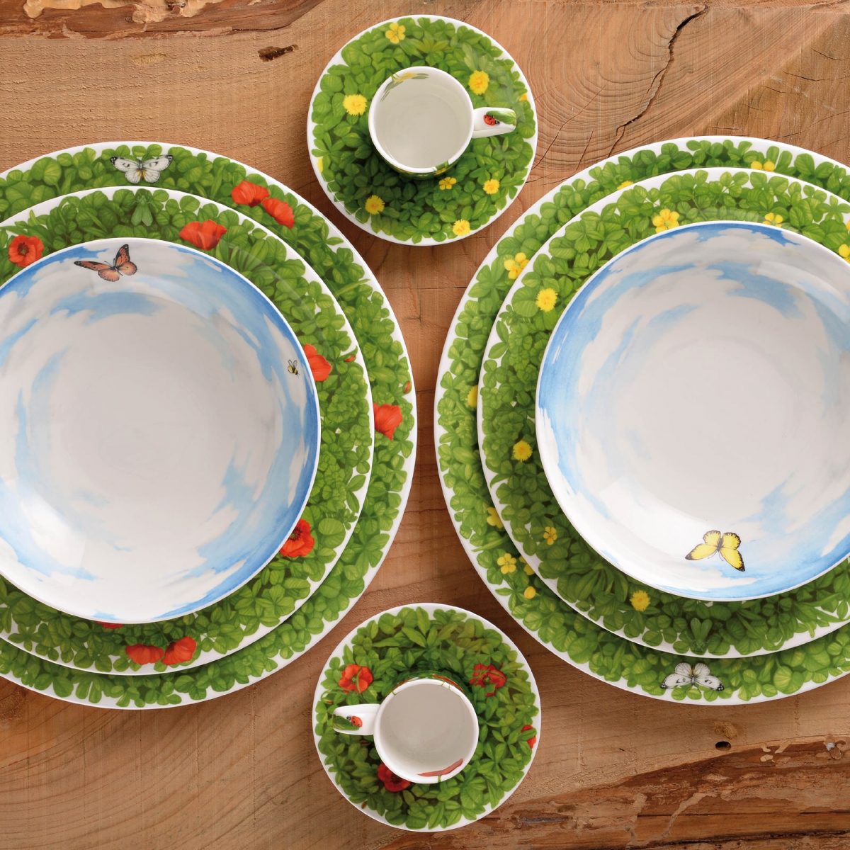 Taitu Prati Italiani Dinner Plates Lawn and Flowers Mix 4 Pieces