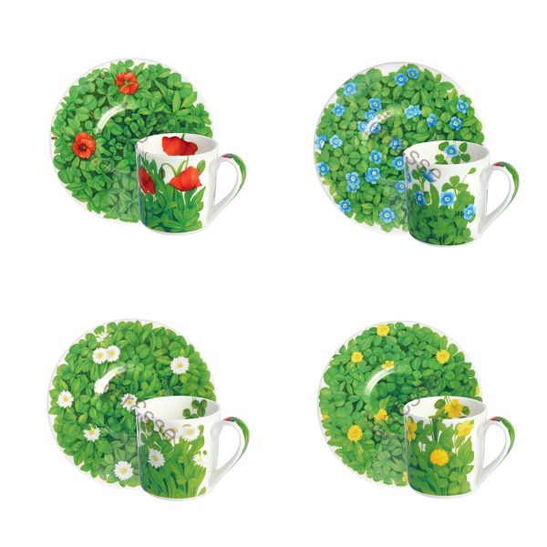 Taitu Prati Italiani Espresso Cups Lawn and Flowers Mix 4 Pieces