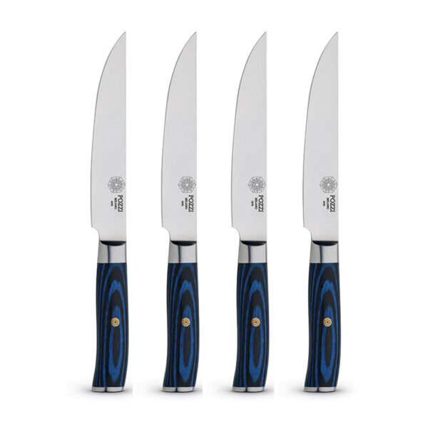 POZZI MILANO Set de 4 Couteaux à Steak Bleu